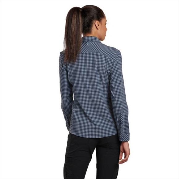 Kuhl Ezra Plaid Button Up Shirt Long Sleeve Outdoor Adventure Women's Sz M Blue - Picture 16 of 16